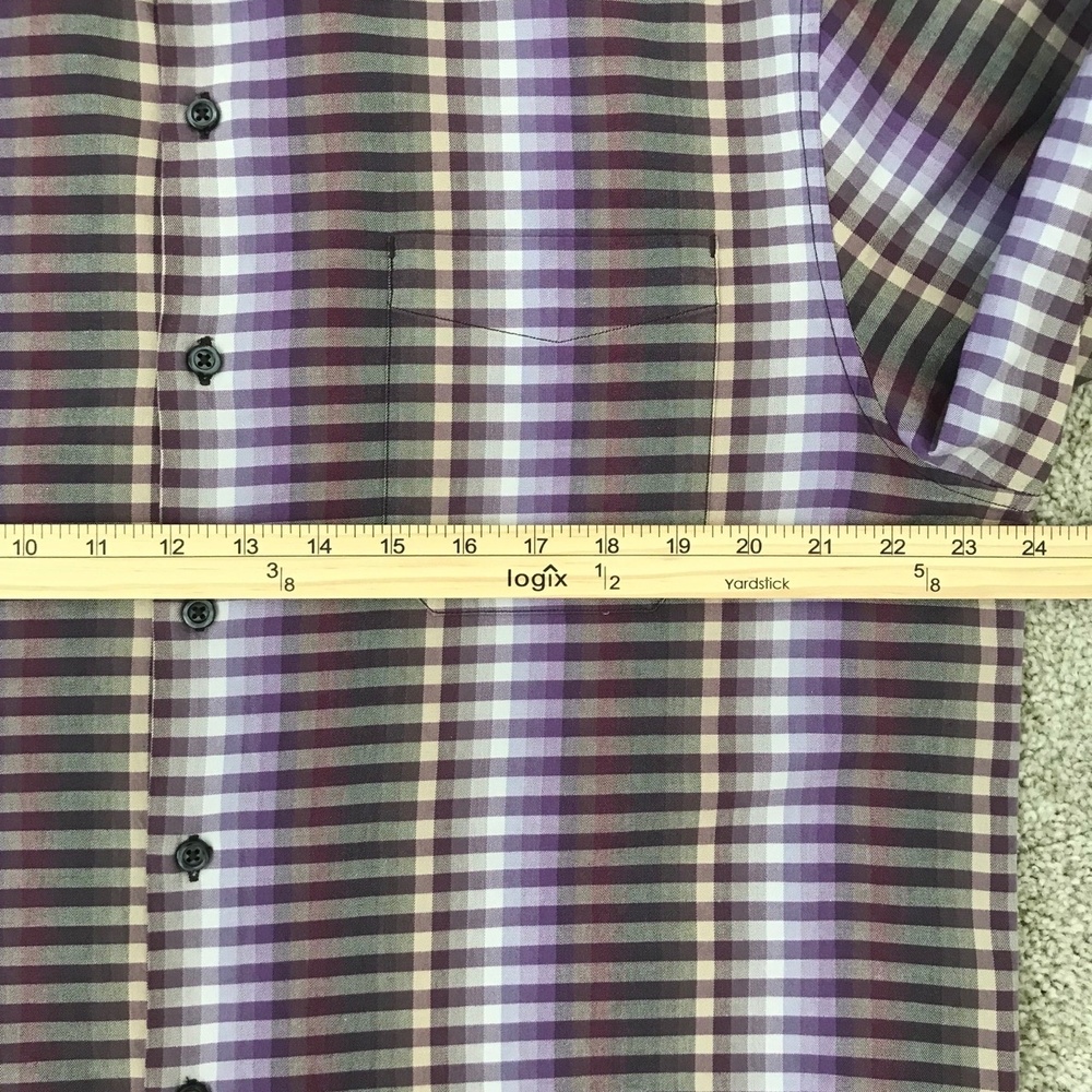 Tommy Bahama Button Up Shirt Mens Size Large Silk Blend Long Sleeve Purple Check - Picture 10 of 11